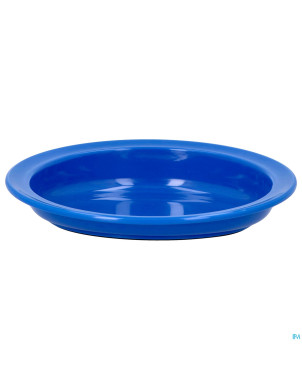 Assiette asymetrique bord sureleve scoop 23cm bleu