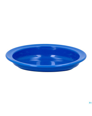 Assiette asymetrique bord sureleve scoop 23cm bleu