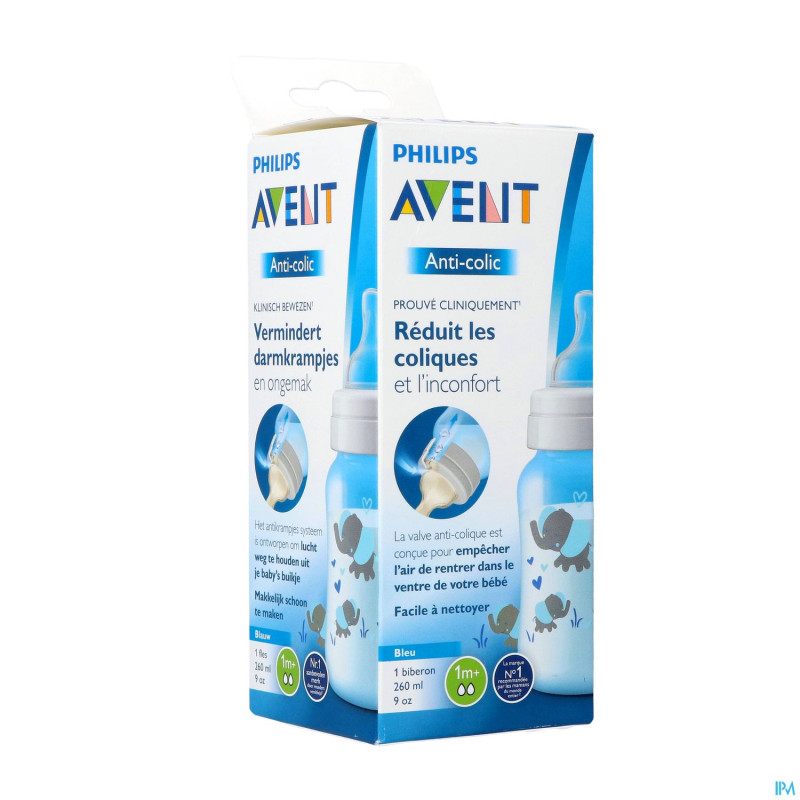 Philips avent a/colic biberon 260ml blue
