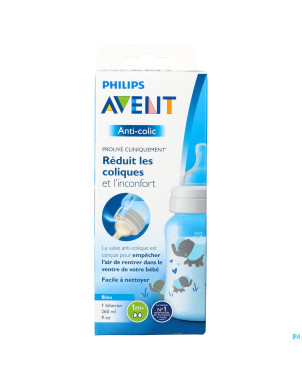 Philips avent a/colic biberon 260ml blue