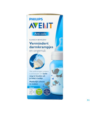 Philips avent a/colic biberon 260ml blue