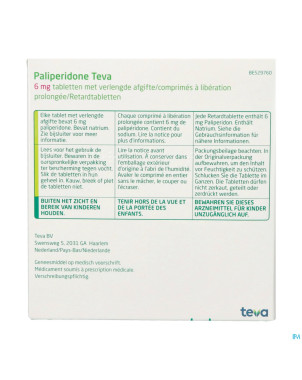 Paliperidone teva 6mg lib.prolongee comp 112 x 6mg
