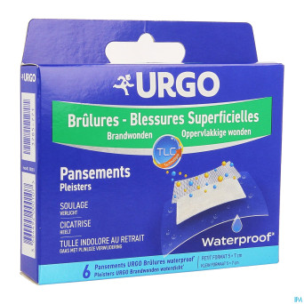 Urgo brulures superficielles wtp pansement 5x7cm 6