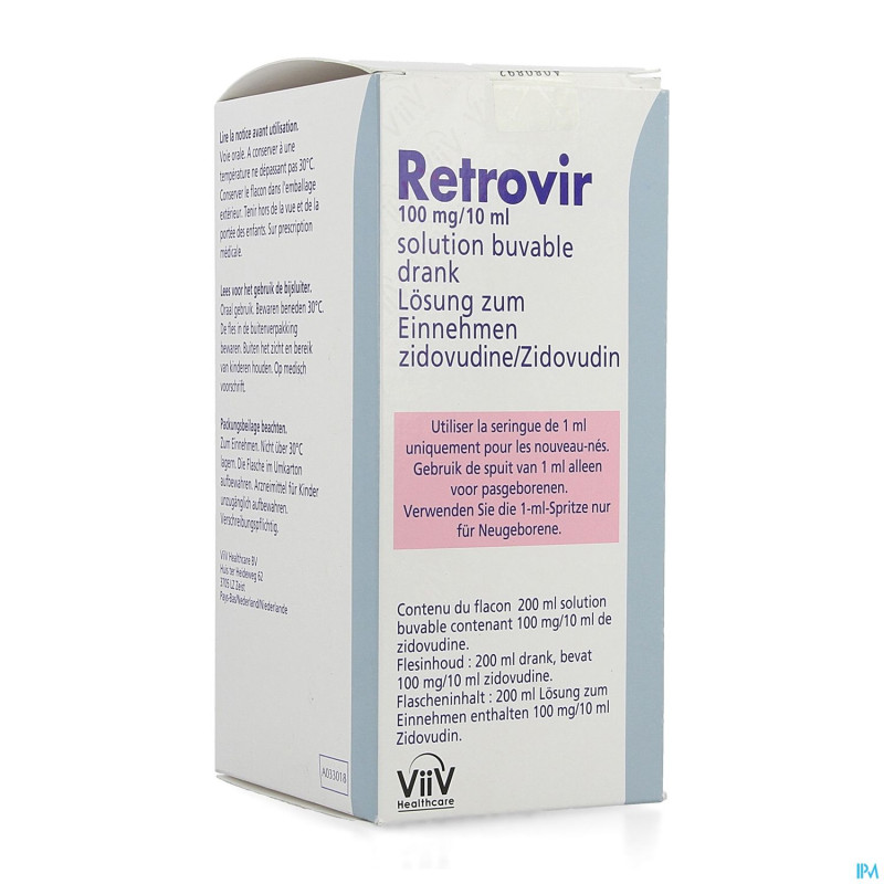 Retrovir 100mg/10ml sol buv.fl 200ml+seringue 1ml