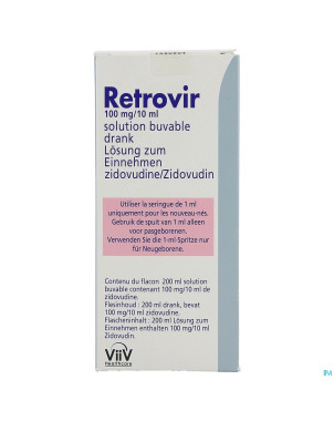 Retrovir 100mg/10ml sol buv.fl 200ml+seringue 1ml