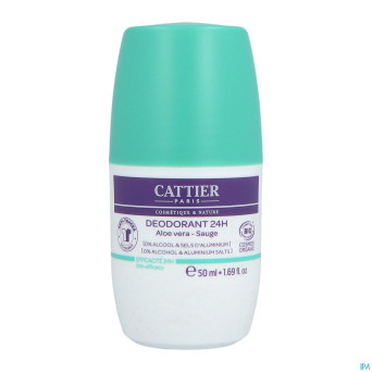 Cattier deo 24h roll on aloe vera sauge bio 50ml