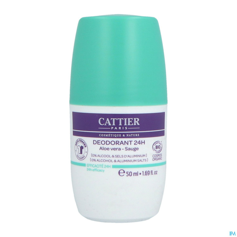 Cattier deo 24h roll on aloe vera sauge bio 50ml