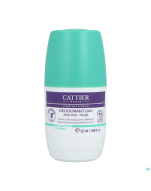 Cattier deo 24h roll on aloe vera sauge bio 50ml