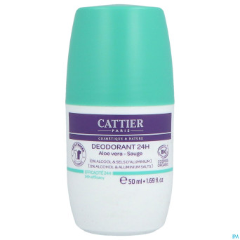 Cattier deo 24h roll on aloe vera sauge bio 50ml