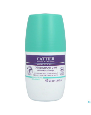 Cattier deo 24h roll on aloe vera sauge bio 50ml