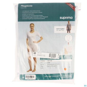 Suprima 4697 body manche courte+zip jambe blanc xl