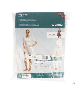 Suprima 4697 body manche courte+zip jambe blanc xl