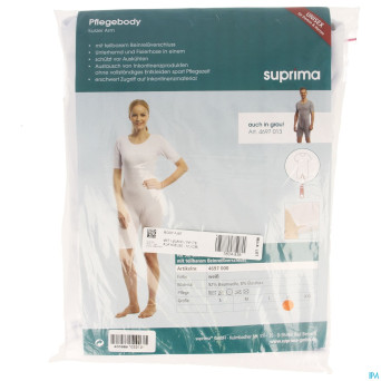 Suprima 4697 body manche courte+zip jambe blanc xl