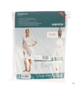 Suprima 4697 body manche courte+zip jambe blanc xl