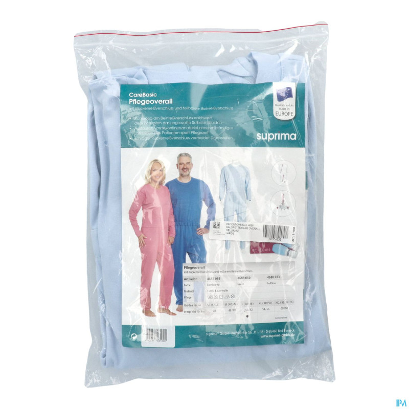 Suprima 4688 salopette ferm. eclair bleu clair  l