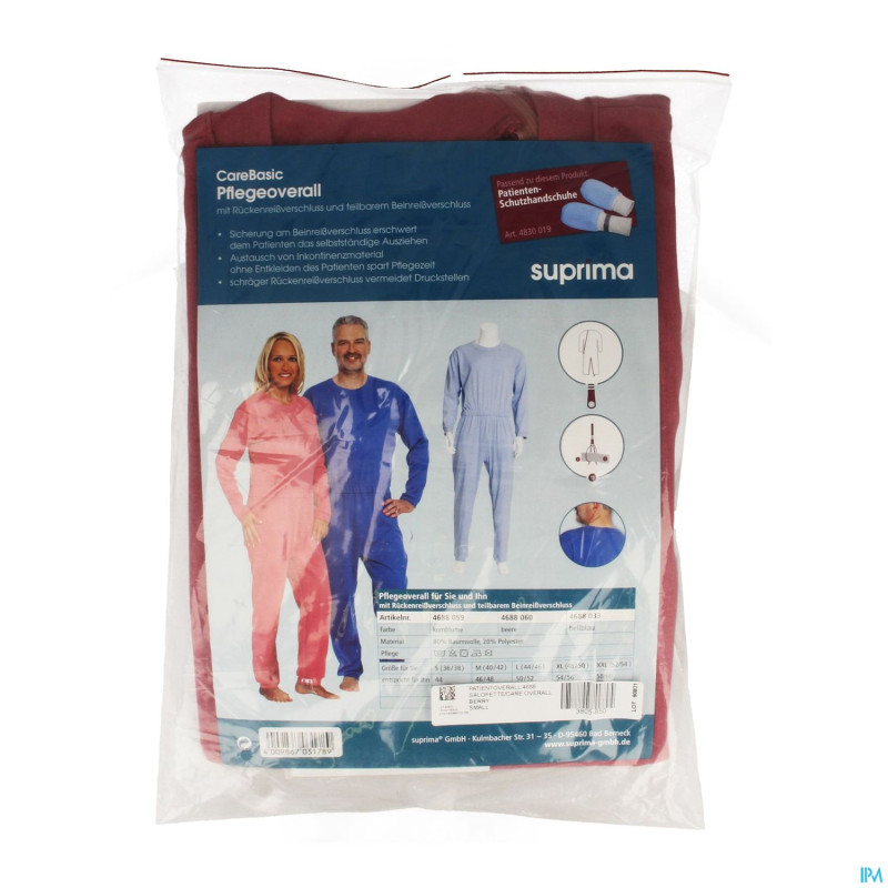 Suprima 4688 salopette ferm. eclair homard  s