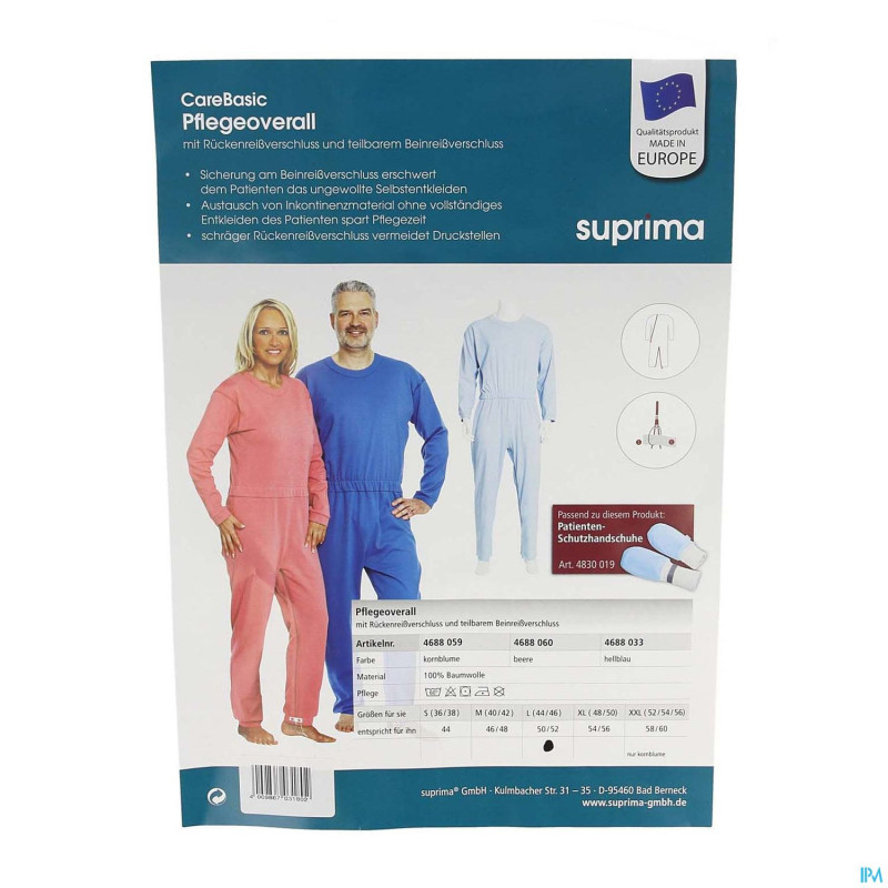 Suprima 4688 salopette ferm. eclair homard  l