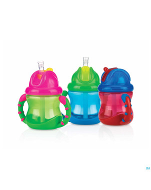 Nuby flip-it gobelet a/goutte + anses 240ml 12m+