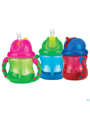 Nuby flip-it gobelet a/goutte + anses 240ml 12m+