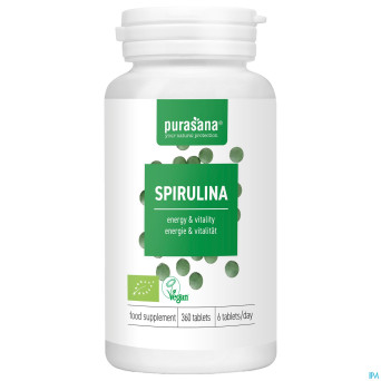 Purasana vegan spirulina 500mg  caps 360 be-bio-02