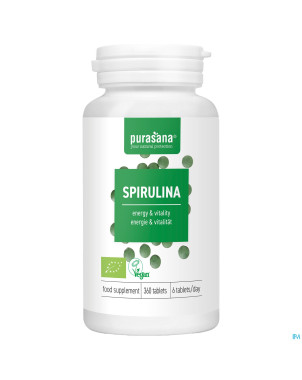 Purasana vegan spirulina 500mg  caps 360 be-bio-02
