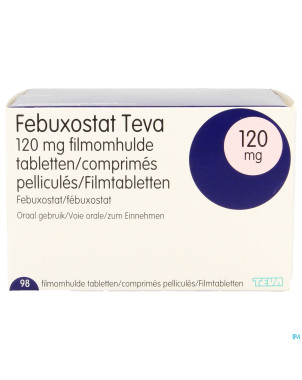 Febuxostat teva 120mg comp pell  98 x 120mg