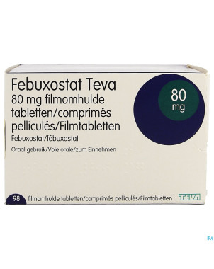 Febuxostat teva  80mg comp pell  98 x  80mg