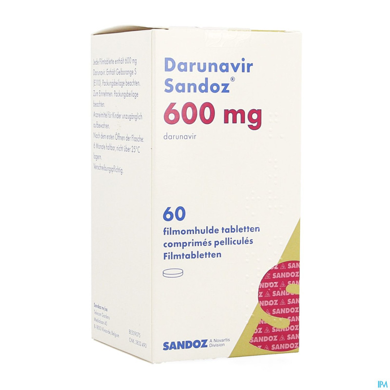 Darunavir sandoz 600mg comp pell  60 fl hdpe