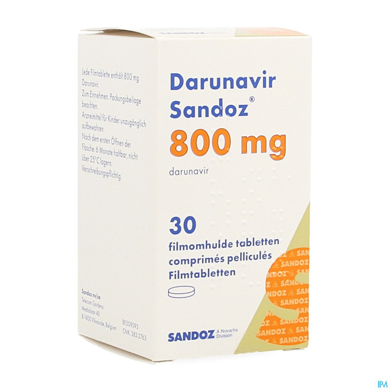 Darunavir sandoz 800mg comp pell  30 fl hdpe