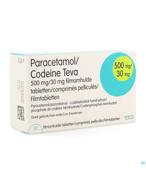Paracetamol codeine teva  500mg/30mg comp pell  30