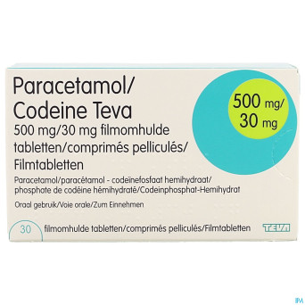 Paracetamol codeine teva  500mg/30mg comp pell  30