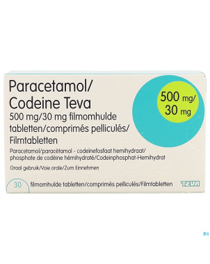 Paracetamol codeine teva  500mg/30mg comp pell  30