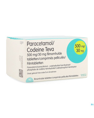 Paracetamol codeine teva  500mg/30mg comp pell  90