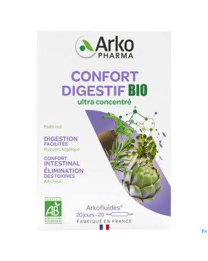 Arkofluides confort digestif bio amp 20 promo