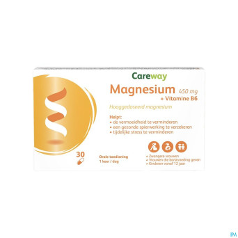Careway magnesium 450mg + vitamine b6 caps 30
