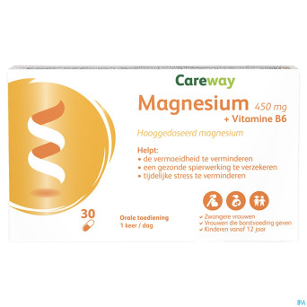 Careway magnesium 450mg + vitamine b6 caps 30