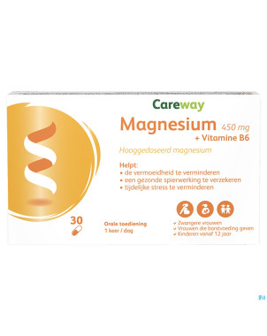 Careway magnesium 450mg + vitamine b6 caps 30