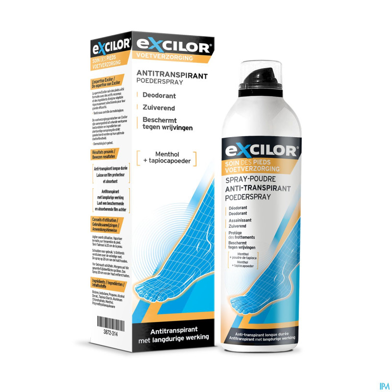 Excilor soin pieds a/transpirant spray pdr 150ml