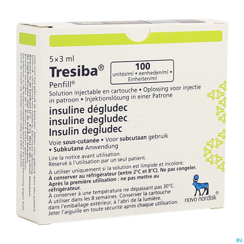 Tresiba 100u/ml sol inj en cartouche 5 x 3ml