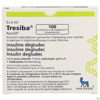 Tresiba 100u/ml sol inj en cartouche 5 x 3ml