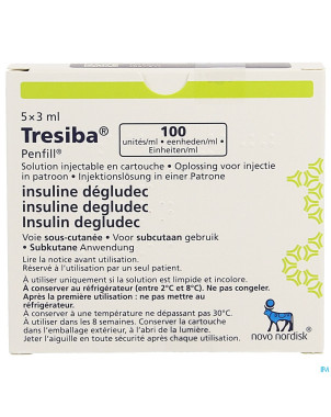 Tresiba 100u/ml sol inj en cartouche 5 x 3ml