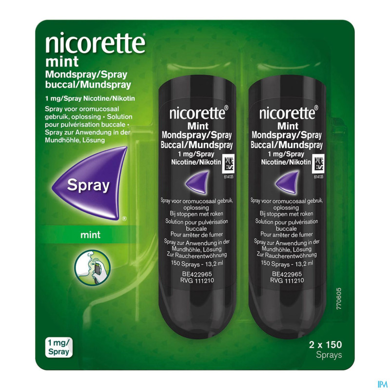 Nicorette mint 1mg spray buccal s/sucre 2x150