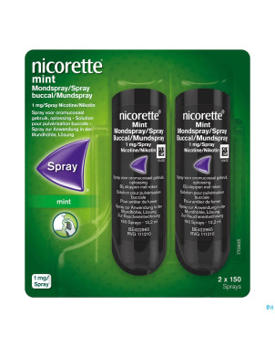 Nicorette mint 1mg spray buccal s/sucre 2x150