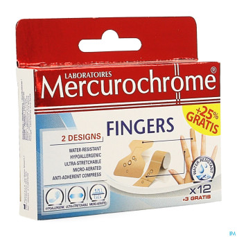 Mercurochrome pansement doigts 12+3 promo