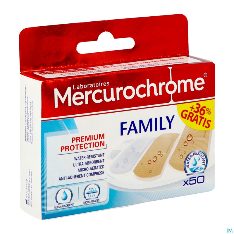 Mercurochrome pansement famille 50+18 promo