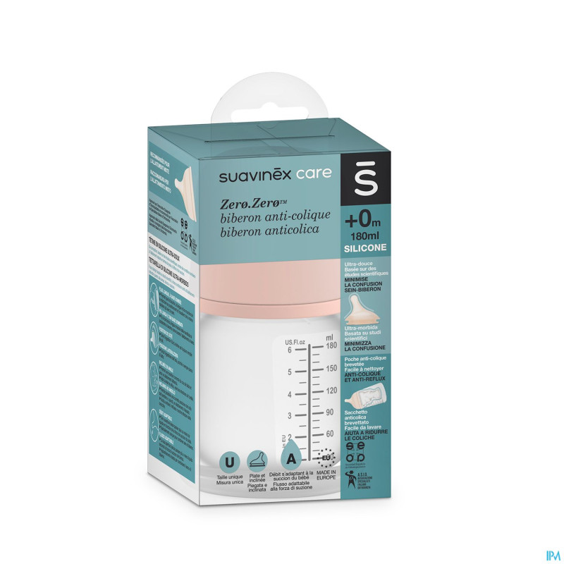 Suavinex zerozero biberon a/col. adapt. flow 180ml
