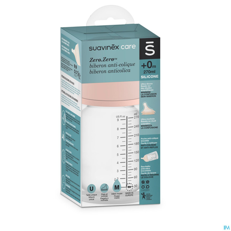 Suavinex zerozero biberon a/col. medium flow 270ml