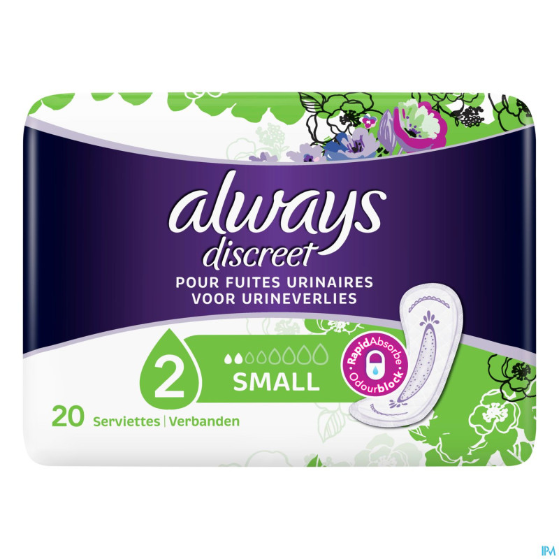 Always discreet incont pads small sp 20
