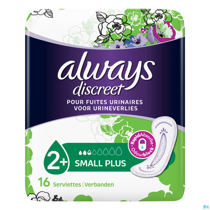 Always discreet incont pads small plus sp 16