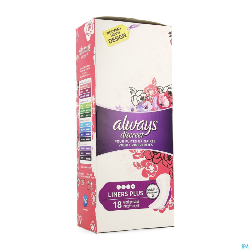Always discreet incont liners plus sp 18